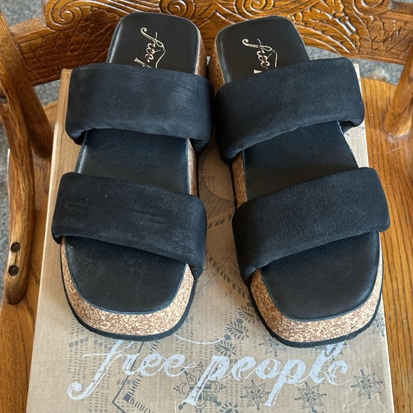 FREE PEOPLE NIB Fairmount Flared Sandals Black US 7.5 / EU 38. Boho Beachy Comfy - Picture 7 of 15